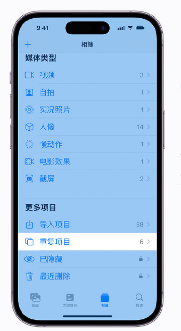 大通苹果手机维修分享升级 iOS 16 后无法查看到“重复项目”相簿怎么办 