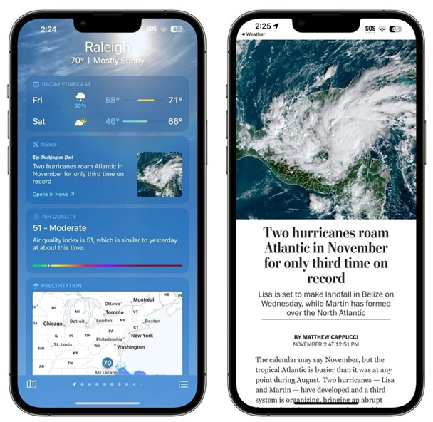 大通苹果14维修分享iPhone 14手机如何看天气时顺带看新闻 
