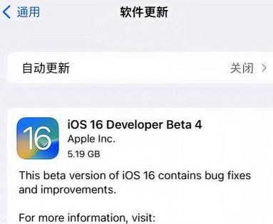大通苹果手机维修分享iOS16 Beta4 更新内容及升级建议 