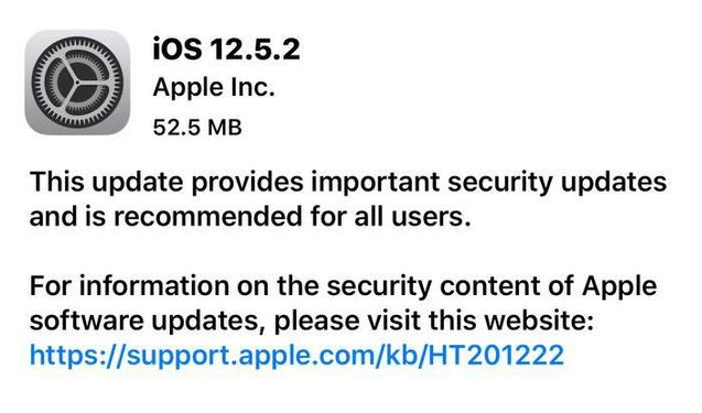 大通苹果手机维修分享iOS12.5.2发布，建议所有老苹果用户安装 